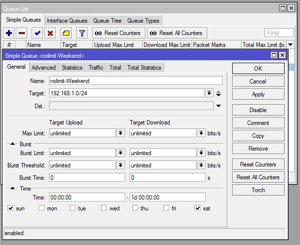 Konfigurasi Mikrotik: Limitasi Bandwidth Berdasarkan Waktu